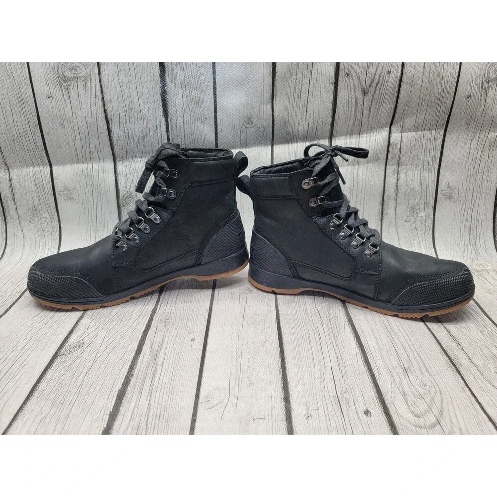 SOREL Ankeny II Mid Insulated Waterproof Boots Men's 9.5 US Black Leather OutDry